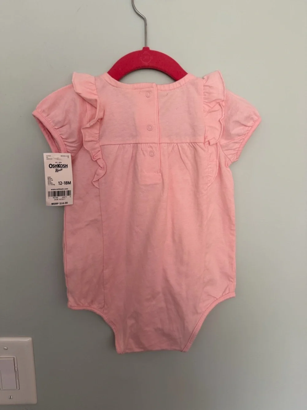 Pink Baby Outfit One Piece Snaps Girls 12-28m NWT